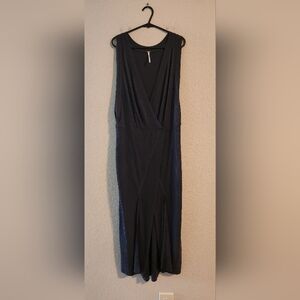 Free People Rising Sun Maxi Black High Middle Slit Dress Grey sz Medium